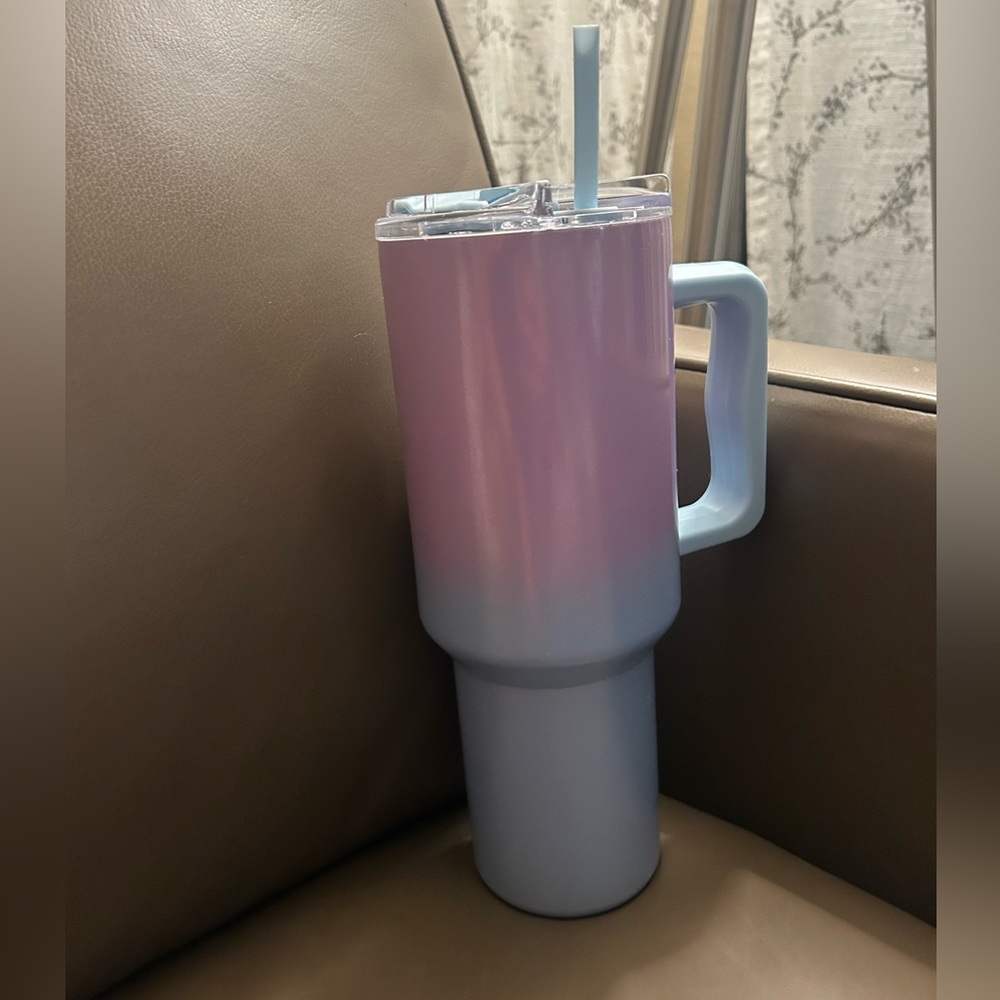 Claire's Pink and Blue Gradient Tumbler with Handle